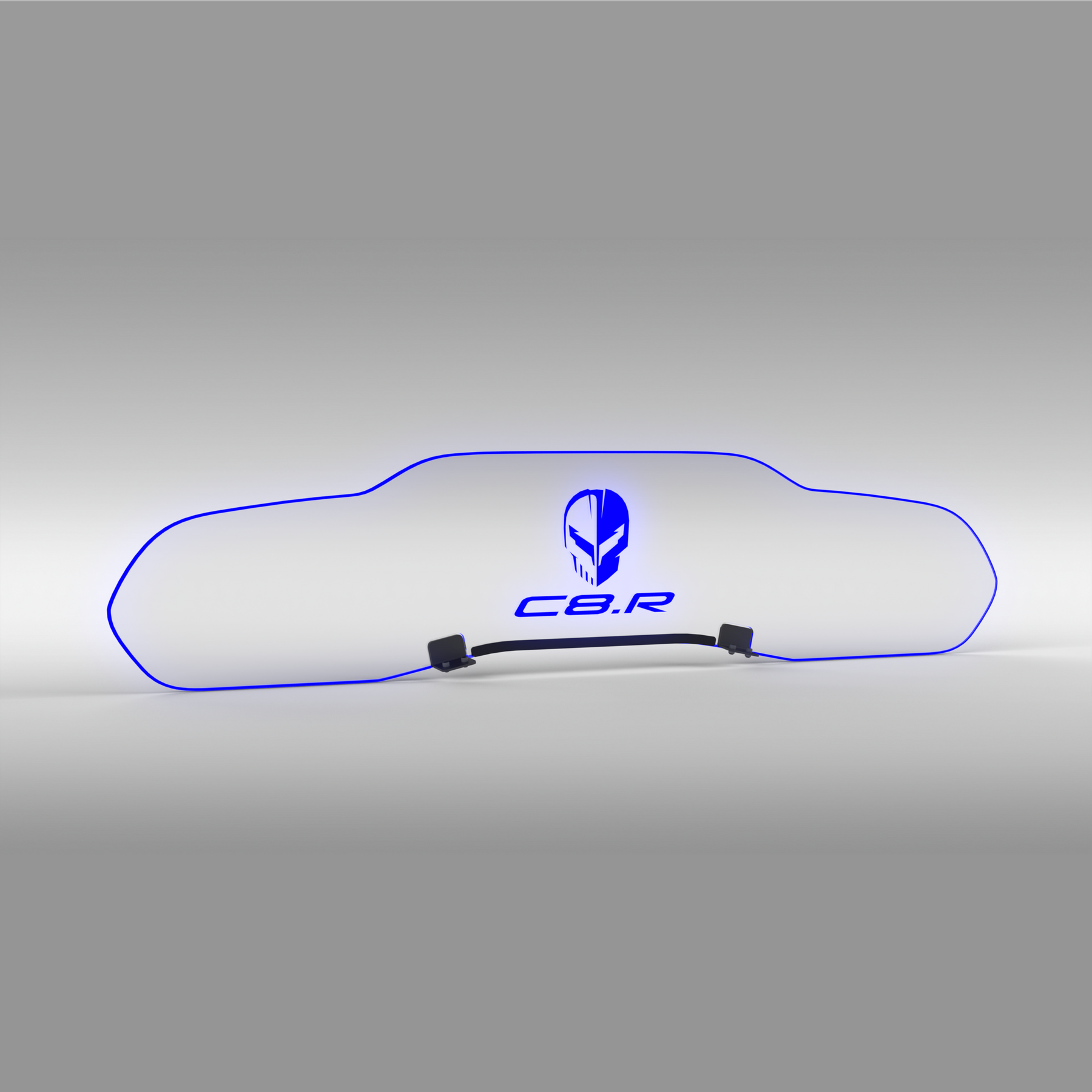 EOS WindRestrictor® C8 Coupe Rear Add On Glow Plate - Jak Skull + C8.R, Blue